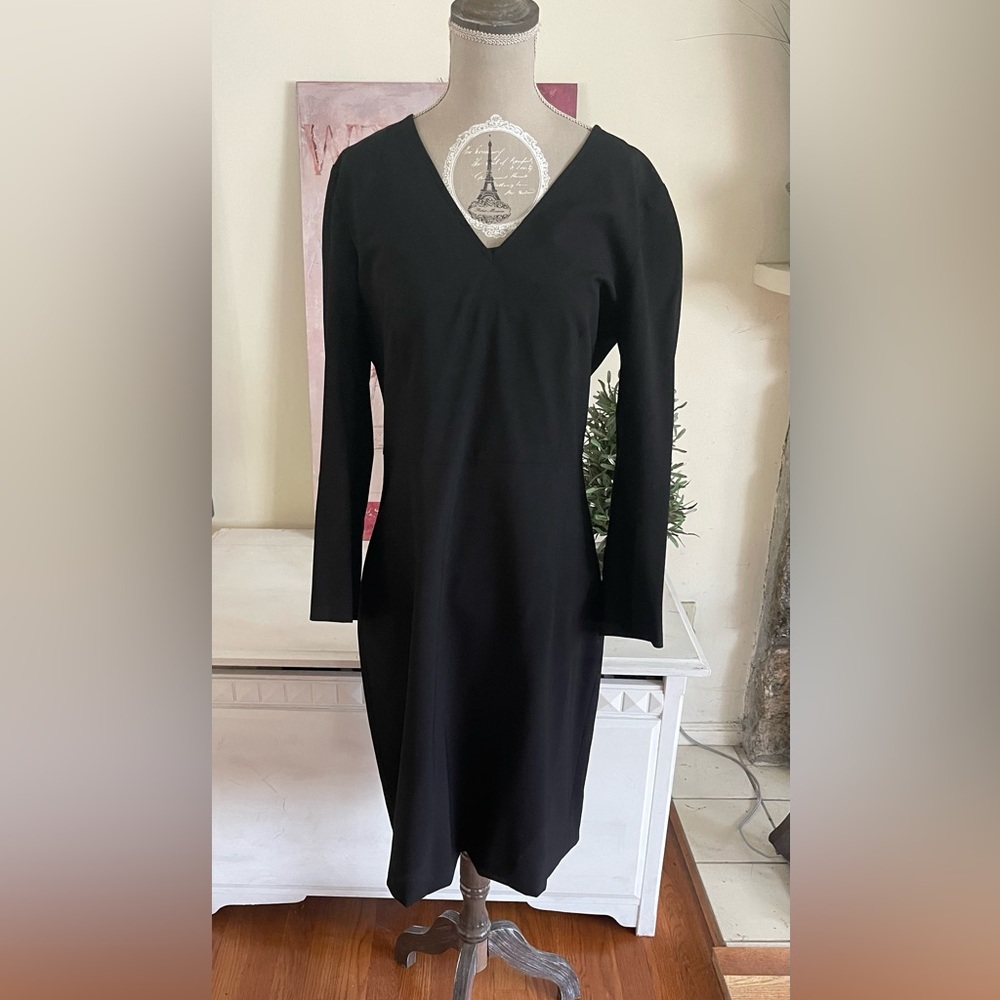 Theory Black V-Neck Sheath Dress